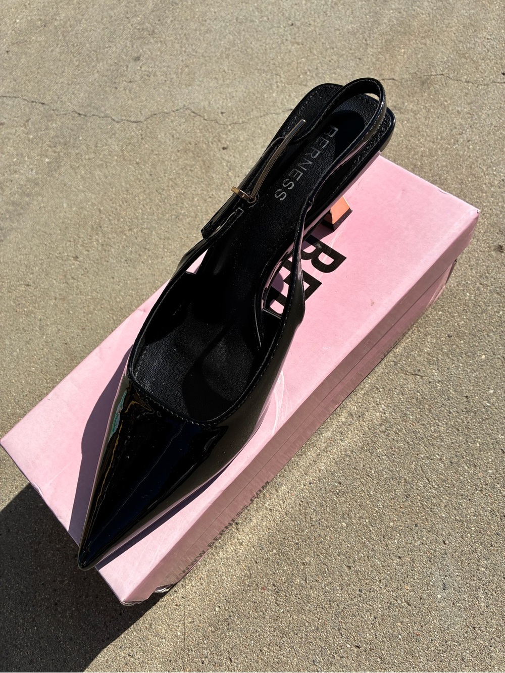 Black Patent Pointed Slingback Heel by Barneys